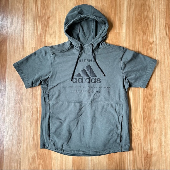 Adidas Men's Olive Hoodie T-Shirt - Picture 1 of 5